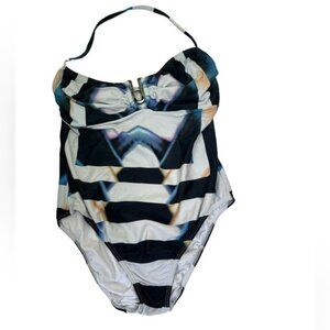 Lenny Niemeyer Luxury Print Halter Removable 1 Piece Swimsuit Adjustable Strap